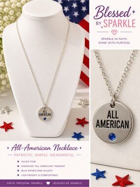 paparazzi All American Necklace - Silver Tone with Blue Accent